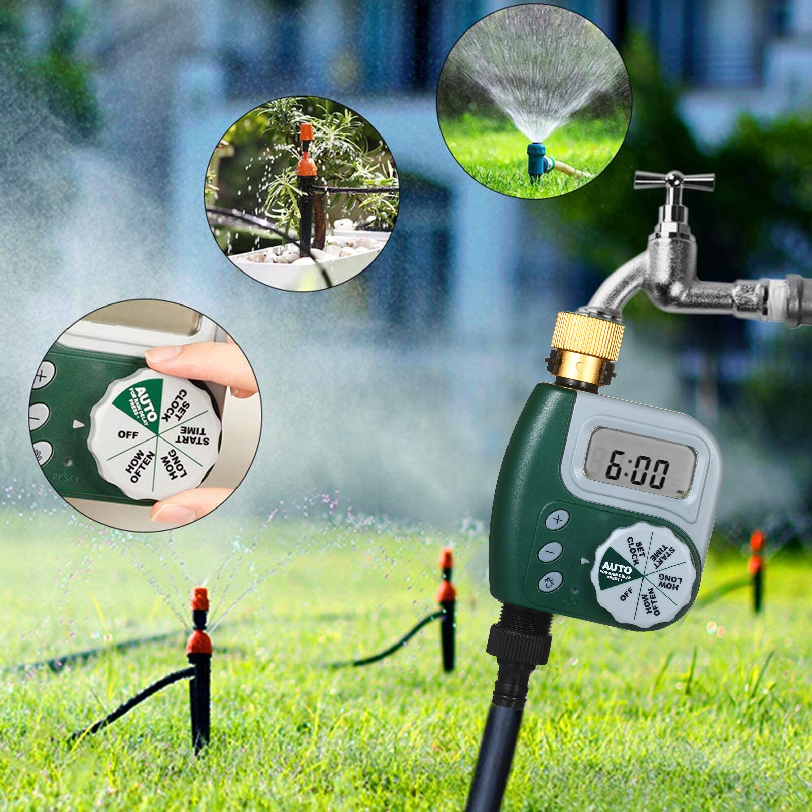US/EU/UK Plug Digital Programmable Water Timer Weatherproof Garden Lawn Faucet Hose Timer Automatic Irrigation Controller