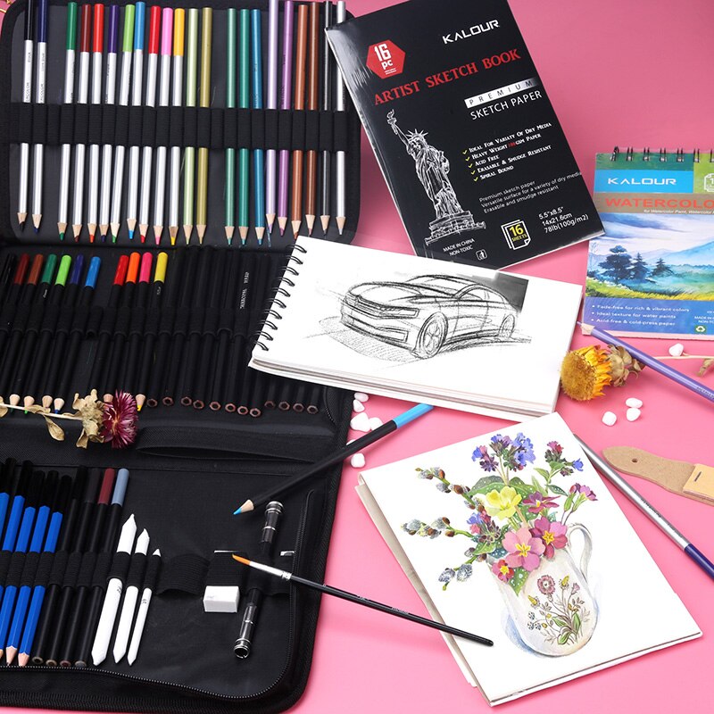 74 Stuks Gekleurde Potloden En Schetsen Potloden Set Met Tekening Tool Houtskool Potlood Kunstenaars Schilderen Tekenen Schets Kit
