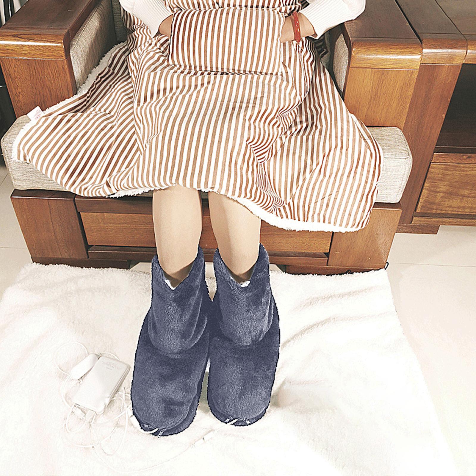 Chaussures chauffantes USB, en peluche, lavables, – Grandado