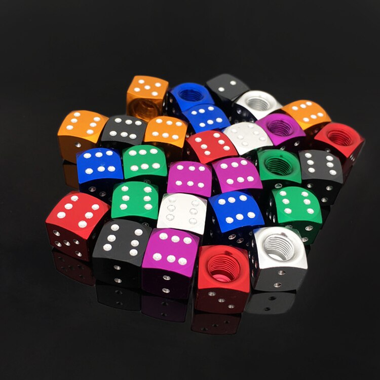 4 stk sykkeldekk luftventilhette terningdekk dekkventilhetter auto terninger bil aluminium hjulstamme tilbehør: Default Title