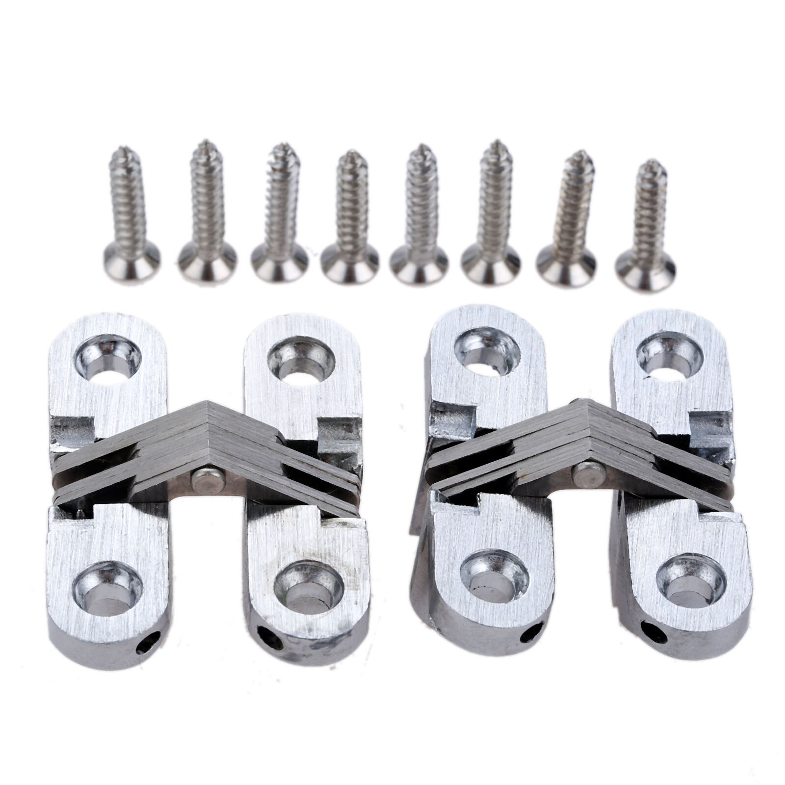 2pcs Door Hinges 304 Stainless Steel Hidden Invisible Concealed Folding Heavy Duty Kitchen/Garage Gate Hardware w/screw Fitting: 13x60mm