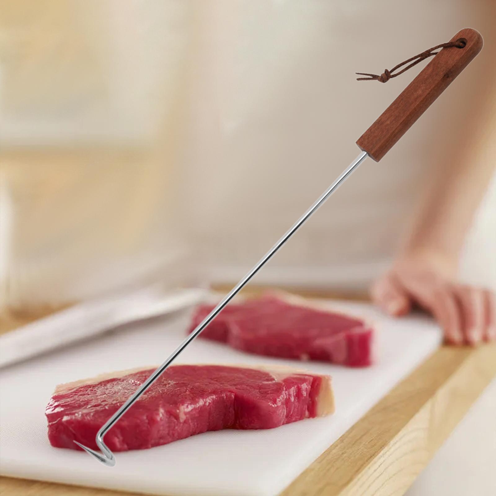 BBQ Meat Turner Hook Food Flipper Portable Meat Hook Barbecue Turner Hook for BBQ Grill Sausages Flipping Grilling Turning
