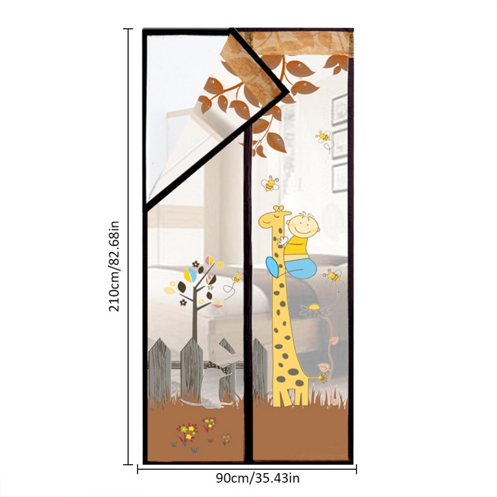 Schattige giraf anti-muggen dichter stofdicht magnetisch gordijn klittenbandsluiting deurgordijn zomer slaapkamer transparant gordijn