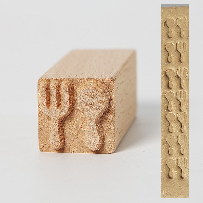 Wooden Stamps Hand Carved For Printing DIY Clay Pottery Printing Blocks Fish Bone / Squirrel / Flower / Deer Clay Tools: 15