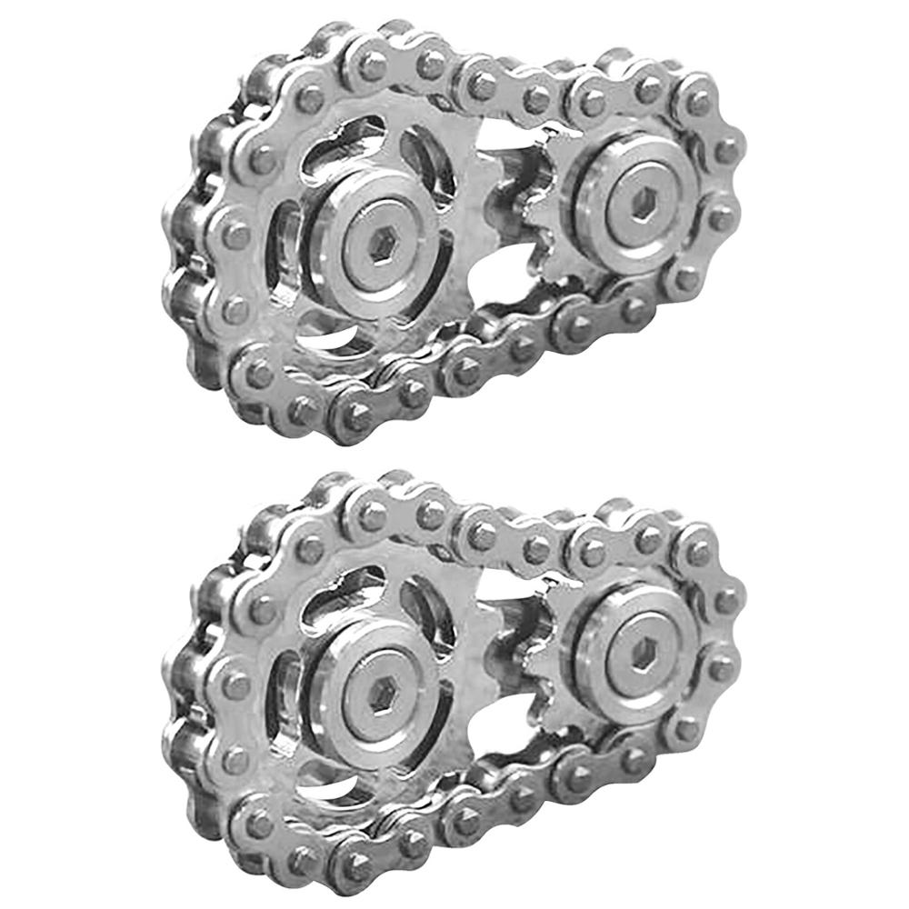 Sprockets Flywheel Fingertip Gyro Sprockets Chains Metal Stress Relief Toy Gear Chain Gyro Sproket Roadbike Spinner: 2X Silver