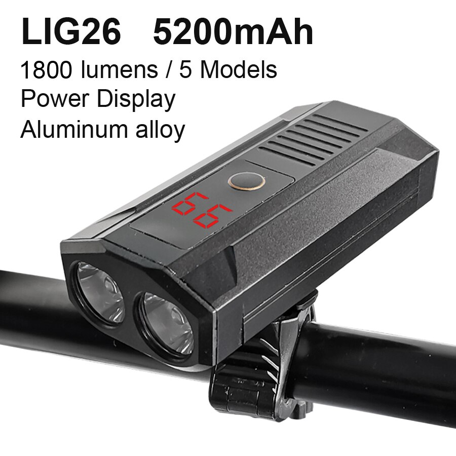 Newboler 2400 Lumen Fiets Licht Led Koplamp Fiets Lamp Usb Oplaadbare 5200Mah Mtb Fiets Licht Zaklamp Fiets Accessoires: LIG026