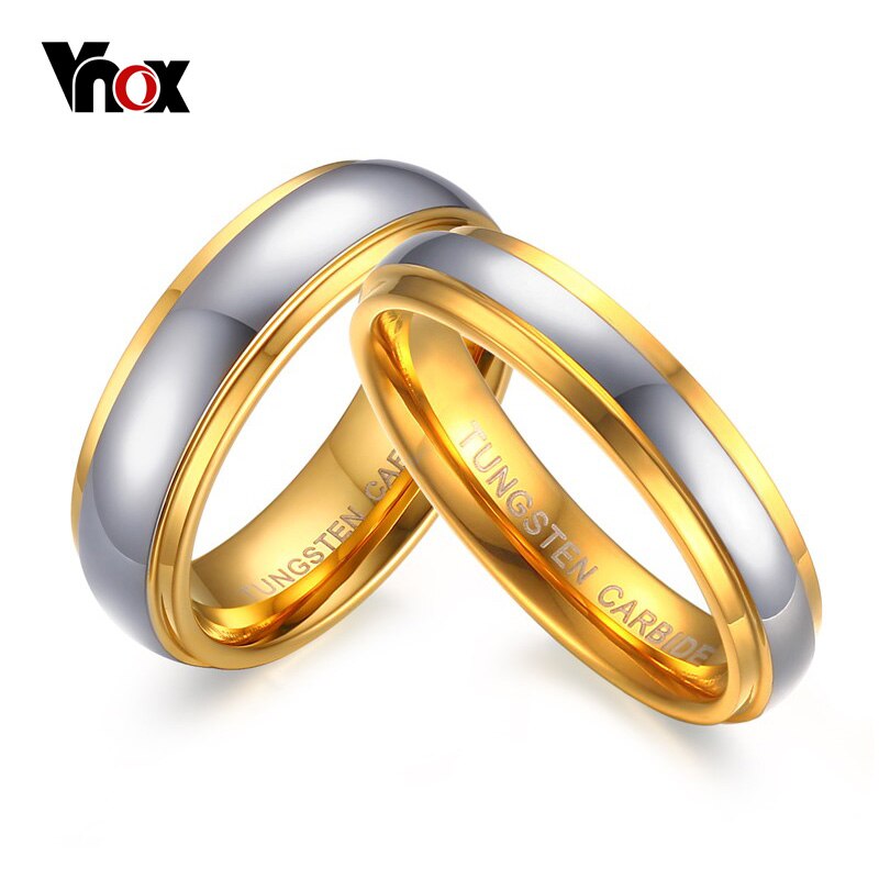VNOX Wolfraam Carbide Trouwring - 4mm/6mm Breedte - Gepolijste Rand - Romantisch voor Dames & Heren