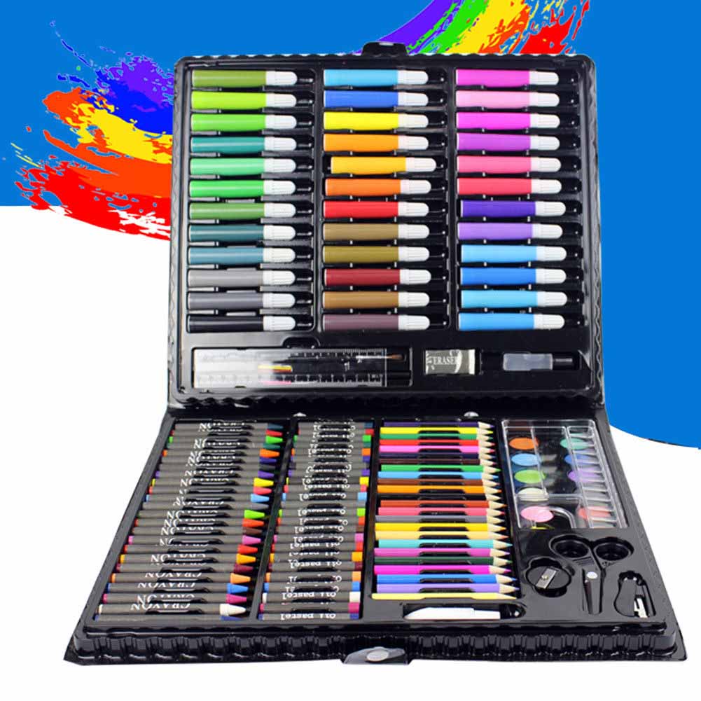 Kit de herramientas de dibujo con caja, pincel de pintura, rotulador de arte, lápiz de Color agua, crayón, para niños, 150 unids/set por Set,: Default Title