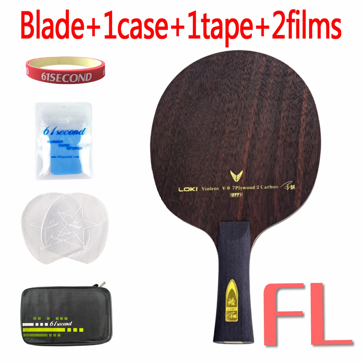 LOKI Violent 9 V9 Table Tennis Blade Racket (7+2 Ebony Carbon) Original LOKI WANG HAO V-9 Ping Pong Bat Paddle: FL with FM case