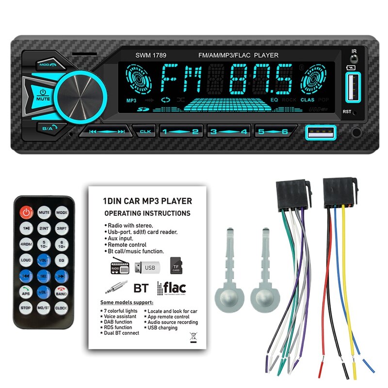 1 Din Car Audio Auto Radio Fm Bluetooth MP3 Speler Bluetooth Mobiele Telefoon Handfree Usb Auto Stereo Radio Dashboarddisplayhoek Iso Connector