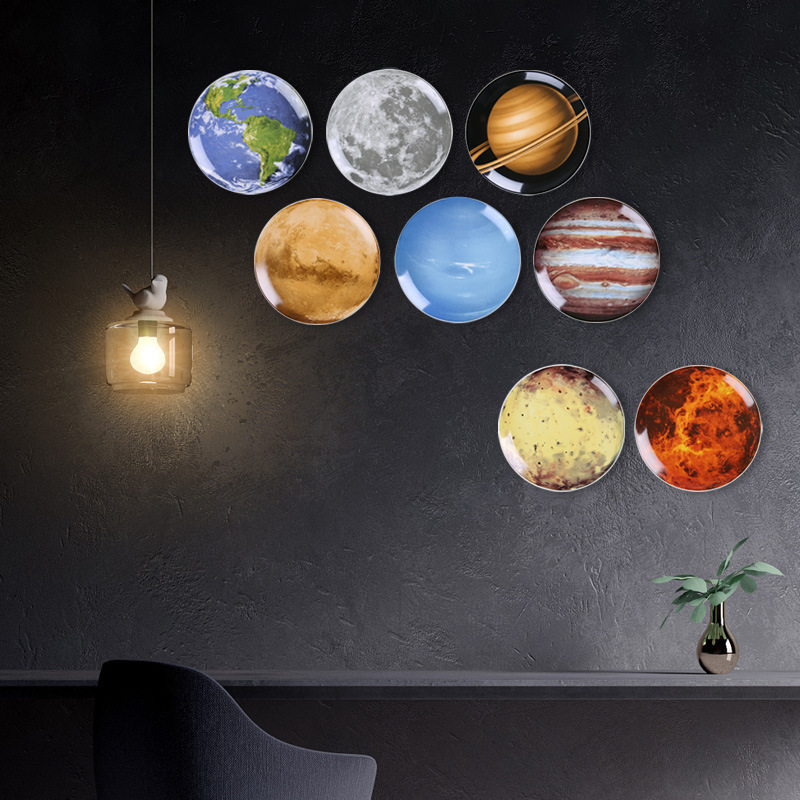 Creatieve Nordic Muur Opknoping Decoratieve Plaat Cosmic Zonnestelsel Planeet Ornamenten Astronaut Keramische Planeet Home Decoratie