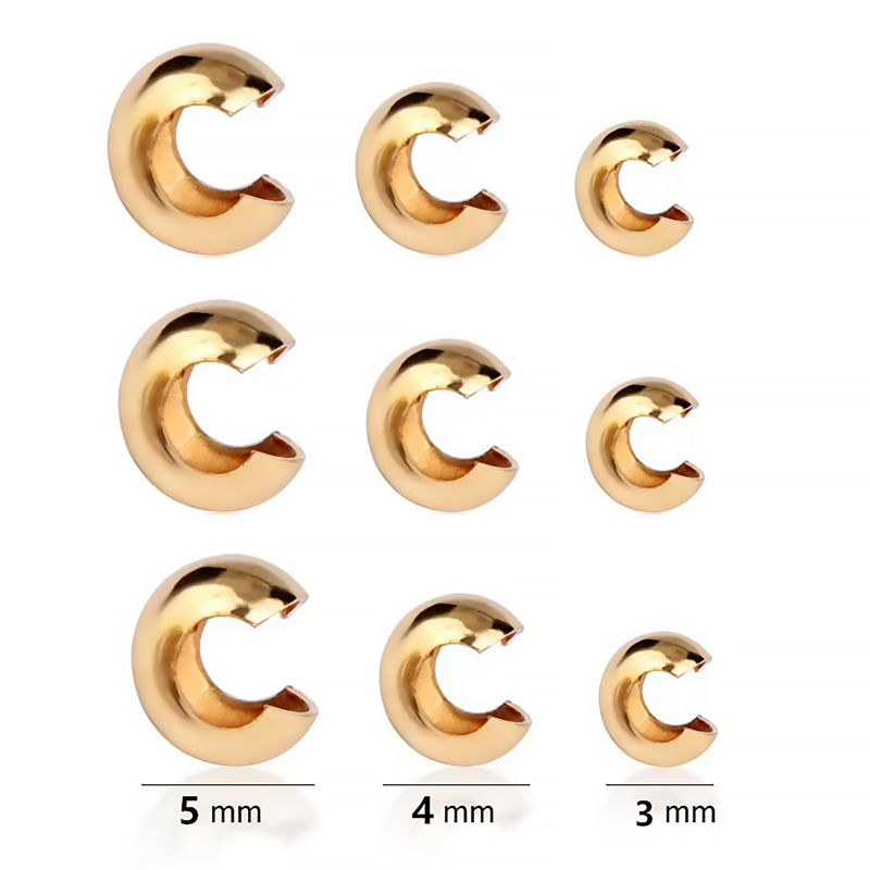 300 Stuks Krimp Kraal Covers Half Ronde Open Knoop Einde Tip Voor Diy Armband Ketting Sieraden Ambacht Levert Materiële Bevindingen