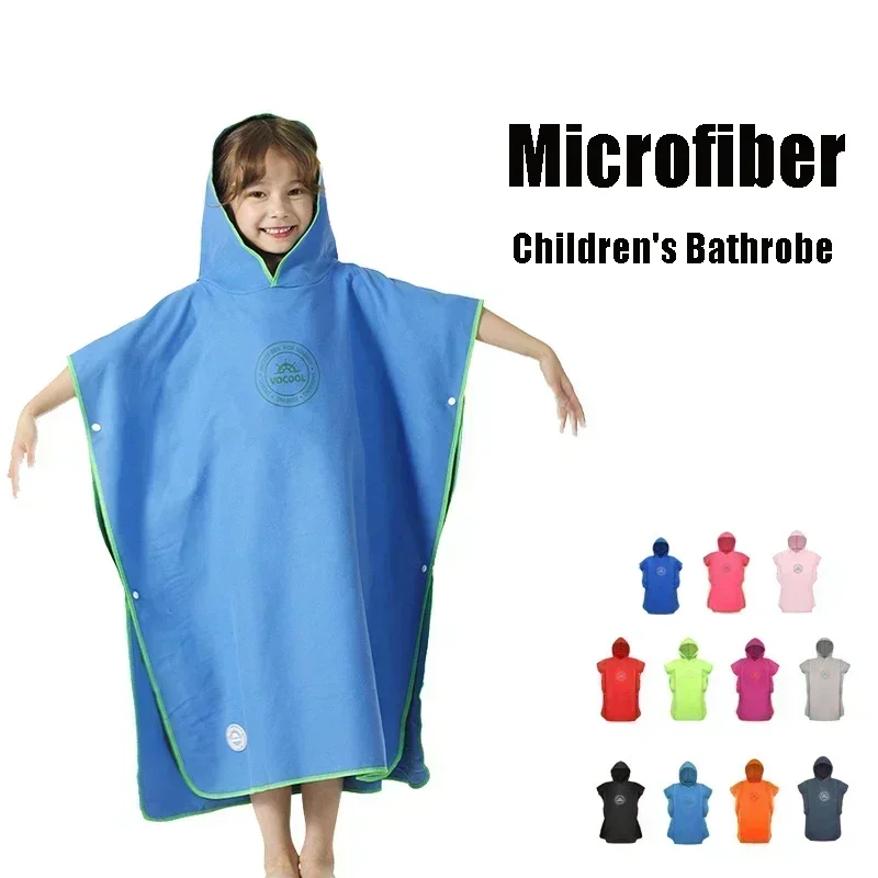 Mikrofaser-Schwimmüberzüge für Kinder, mit Kapuze, Bad, Strand, Poncho, Handtücher, Surf-Poncho, schnell trocknend, wechselnder Bademantel, Kinder-Schwimmhandtücher