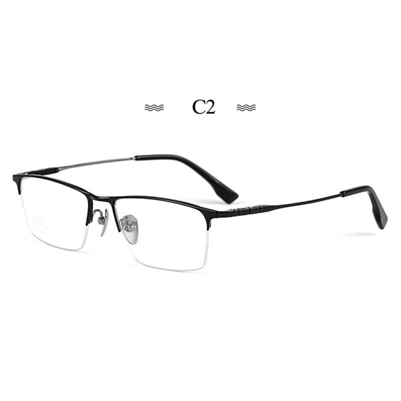 Montura de gafas de titanio puro para hombre, gafas graduadas de , a la , estilo de negocios, T8607T: C2