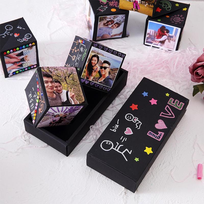 Creativity DIY Handmade Up Box Scrapbooking Photo Wedding Day Birthday Suprise Album For Valentine's Box Party T0W5