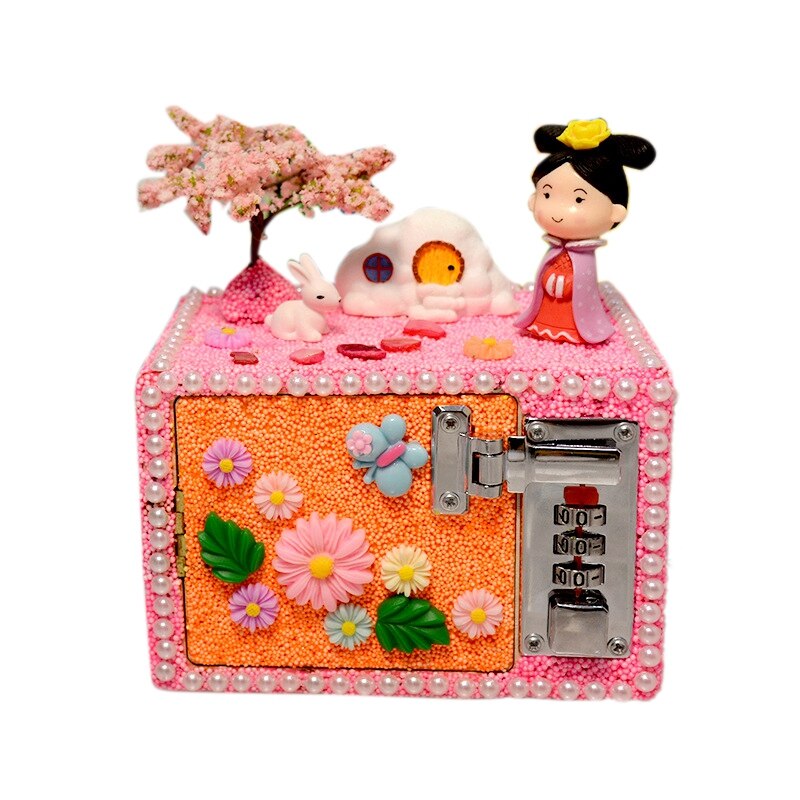 FBIL-DIY Fun Hout Sieraden Doos Craft Kit Kids Speelgoed Voor Meisjes Houten Schatkist Kunsten En Ambachten Decoratie Ornamenten: Pink