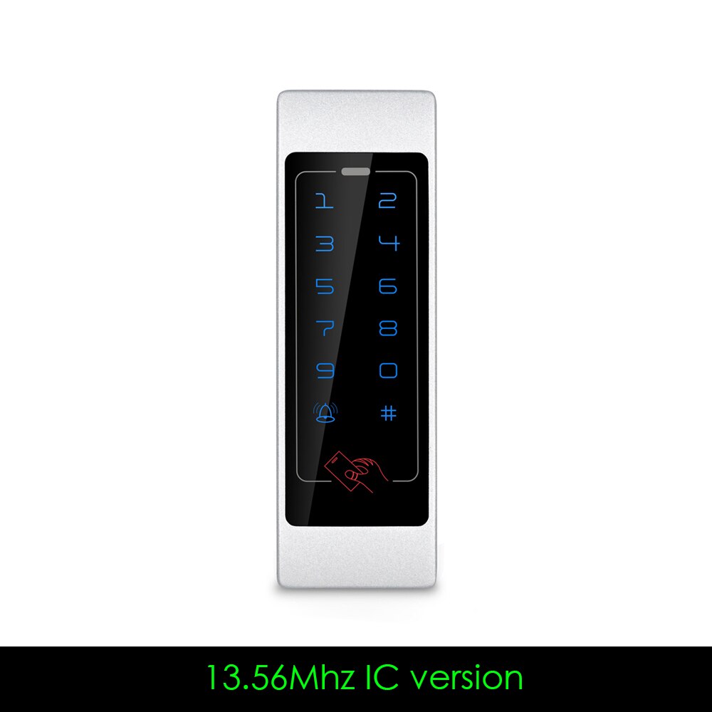 Metal Backlight Touch Access Control Keypad RFID 125Khz/13.56Mhz Waterproof Access Control Machine Wiegand 26/34 output: 13.56Mhz IC version