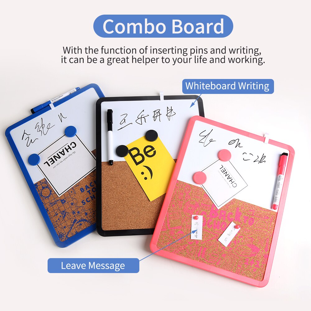 Multifunctionele Schrijfbord Droge Wissen Chidren Graffiti Board Combo Wit Board & Kurk Boord Met Whiteboard Pen push Pin