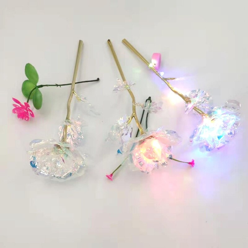 Simulation Eternity Rose Flower Valentine'S Day Romantic Flower Wedding Beautiful LED Luminous#
