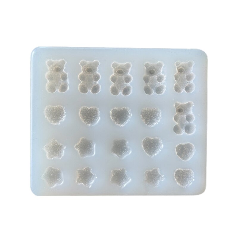 1pc/3 stück glänzende silikonformen, kleine bären-haarnadelform, diy-schlüsselanhänger-anhänger-schmuckformen aus epoxidharz: 3
