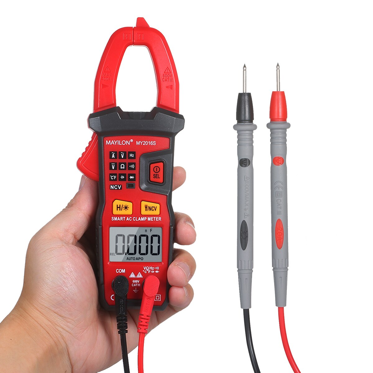 Digital AC Current Clamp Meter 6000 Counts Automatic Range LCD Display Multimeter with Backlight Multifunctional Clamp Gauge