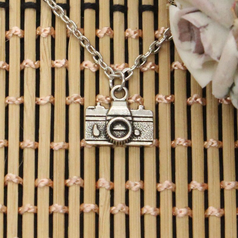 Collier caméra 15x14mm pour hommes et femmes, pendentifs de couleur argent, ras du cou court et Long, , nouvelle: cross chain / 90cm