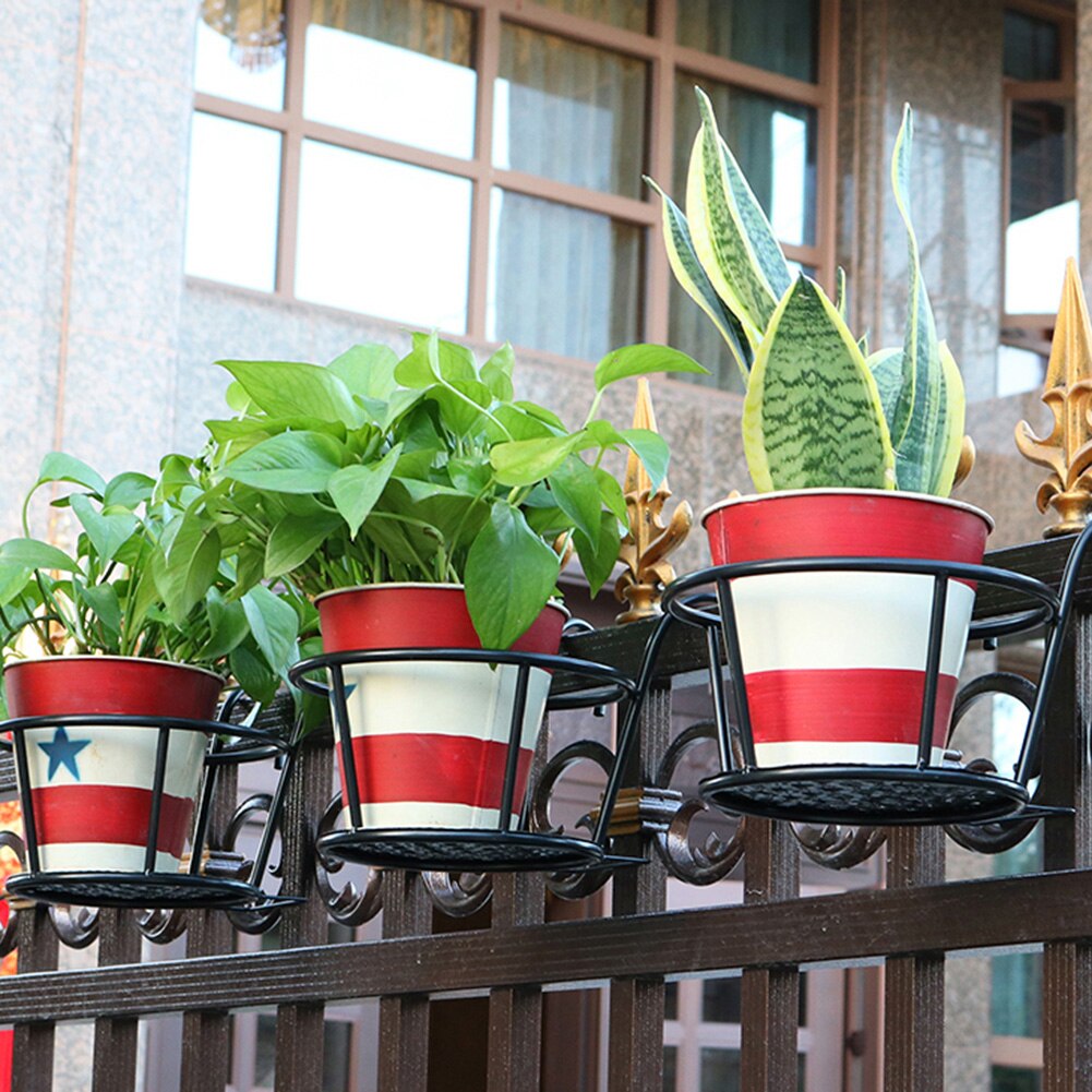 Wand Hängen Blume Vase Topf Balkon Rack Metall Pflanze Blume Stehen Punch-freies Wand Dekoration Rack-Home Dekoration Werkzeug
