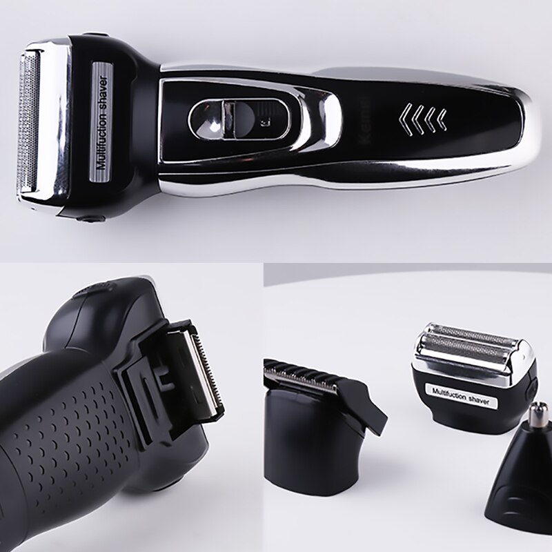 3 i 1 oppladbar folie elektrisk barbermaskin skjeggtrimmer elektrisk barberhøvel for menn stubbbarbermaskin ansiktstrimmer nesetrimmer