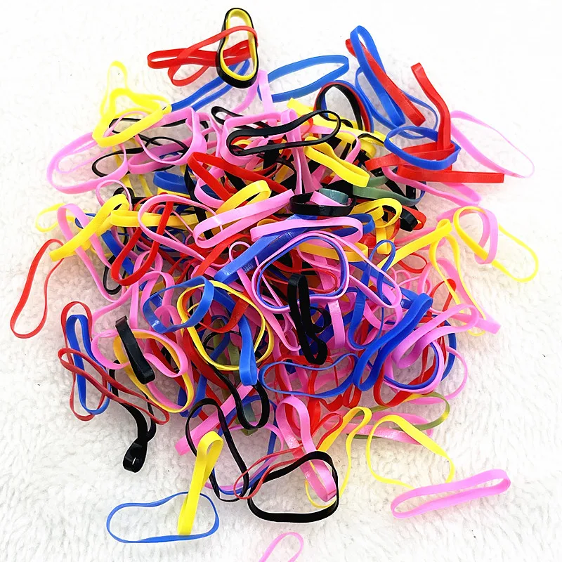 200pcs--1000pcs Colourful Rubber Ring Disposable Elastic Hair Bands Ponytail Holder Rubber Band Scrunchies Kids Hair Accessories: DULL / 40mm