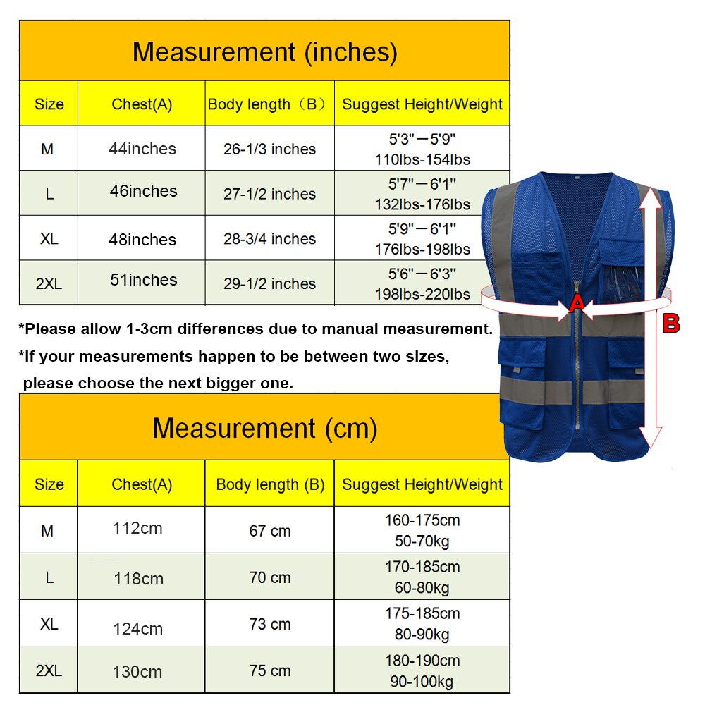 HI VIS EXECUTIVE VEST Chaleco de trabajo de alta visibilidad ropa de seguridad reflectante TOPS amarillo, naranja Azul Rojo naranja