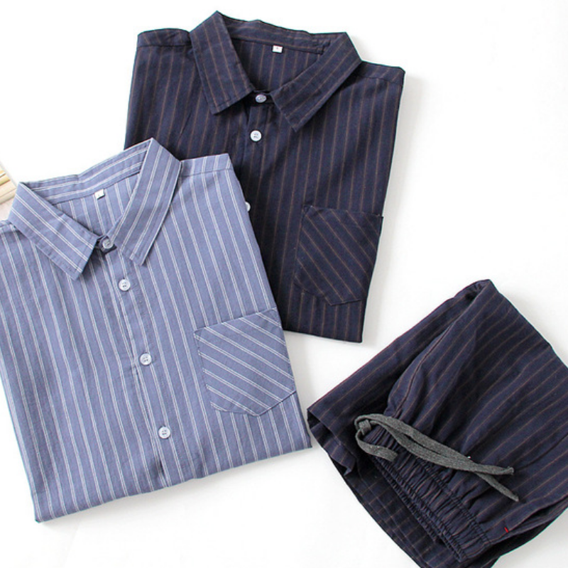 Man Zomer Pyjama Mannelijke Nachtkleding Korte Mouw Shirts Thuis Katoen Nachtkleding Slaap Tops &amp; Shorts Pyjama Set Mannen Homewear MY460