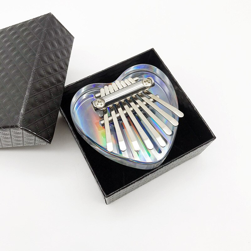 Kalimba 17 Toetsen, Transparant Acryl Duim Piano Starter Vinger Piano Met Kalimba Case Tune Hamer Studie Boekje Stickers: 7 key heart