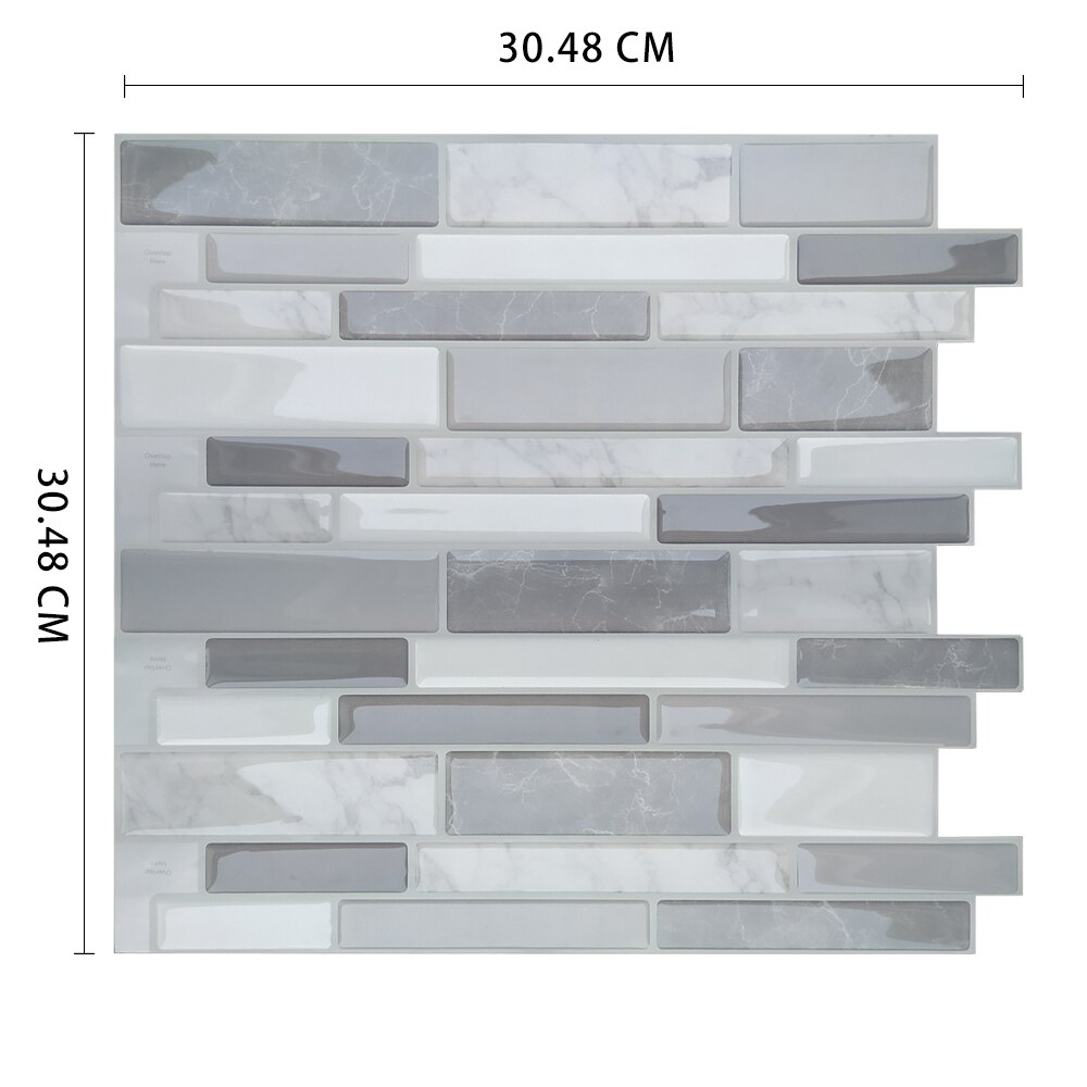 Selvklæbende mosaik køkken backsplash badeværelse skræl og stick vægdekoration klistermærke fliser vandtætte  - 1 ark: Msob -012