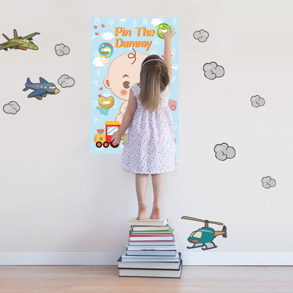 Tinksky Baby Shower Games Pin The Dummy Game Reusable Baby Shower Party Favors Poster 81x53 cm