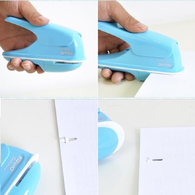 Grapadora sin grapas, grapadora sin grapas, compacta, ergonómica, divertida, sujeta bien, capacidad de encuadernación de 7-9 hojas