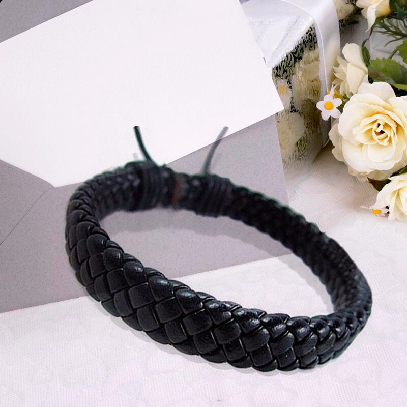 1pc Simple Hand-woven Leather Bracelet Bangle for Women Men Cuff Rope Chain Charms Bangles Gothic Braided Bracelet Jewelry