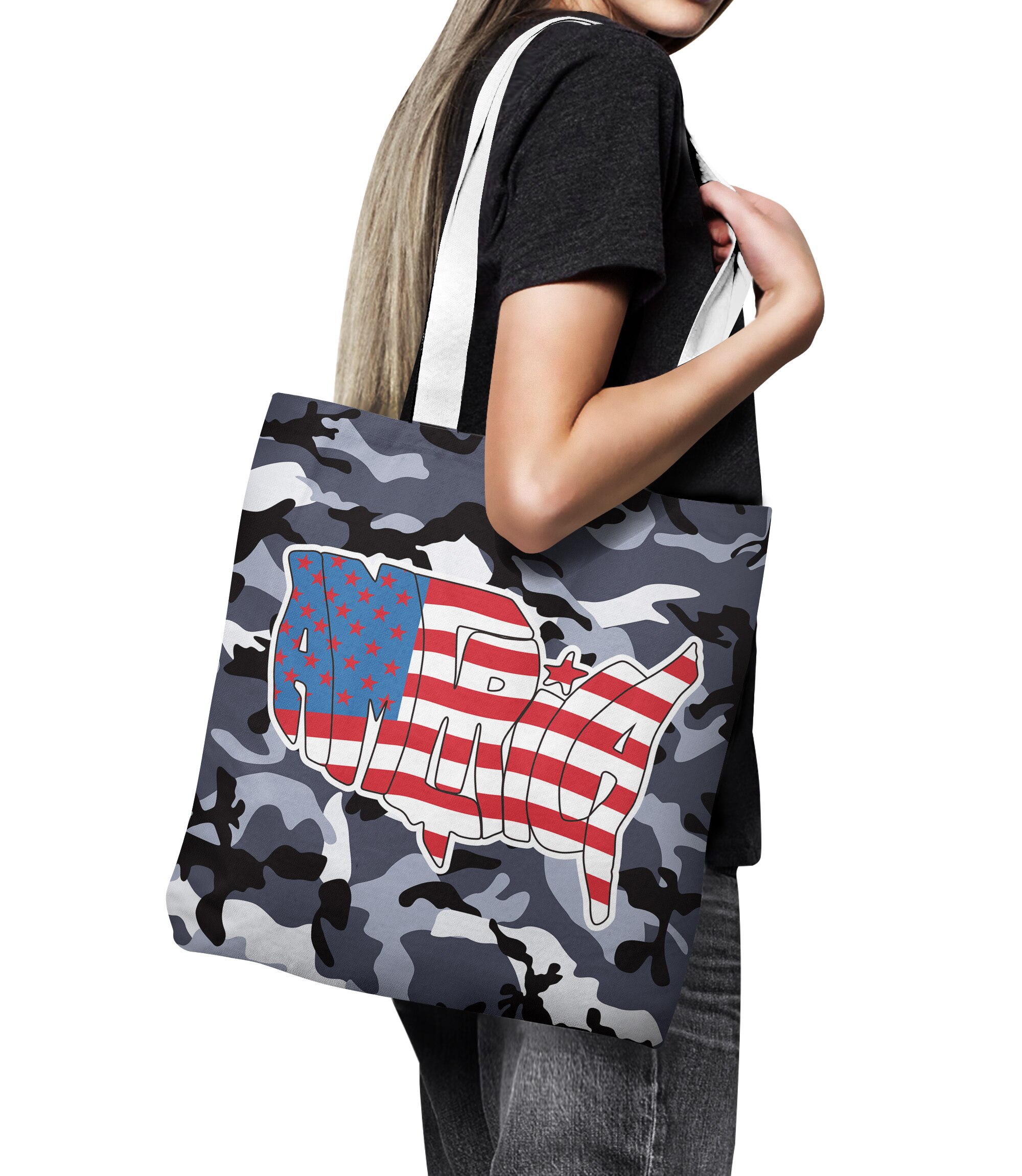 Serie de camuflaje bolso de lona plegable, bolso de compras de gran capacidad, multifunción, de gran