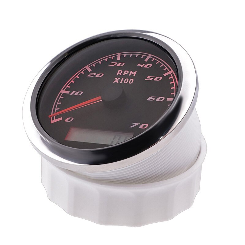 7K rpm Tachometer Marine Tacho Meter Gauge With Digital LCD Hourmeter Red Backlight For Motorcycle Car Boat Truck 12V 24V