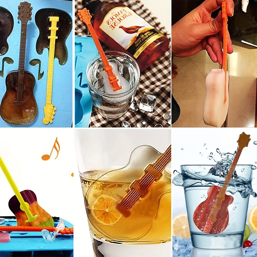 Cubo di ghiaccio in silicone per celebrazione musicale, divertente stampo per vassoio, stampo per ghiaccio per chitarra creativa, cioccolato, concerto, 1 set