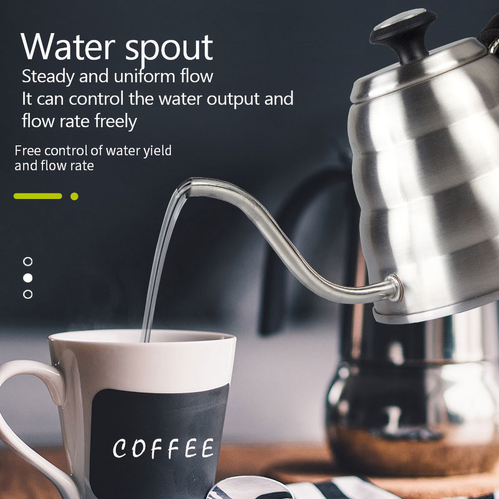 Pour Over Coffee Kettle with Thermometer-Flow Gooseneck Barista-Standard Hand Drip Coffee Kettle Pots Fit Stovetops & Induction