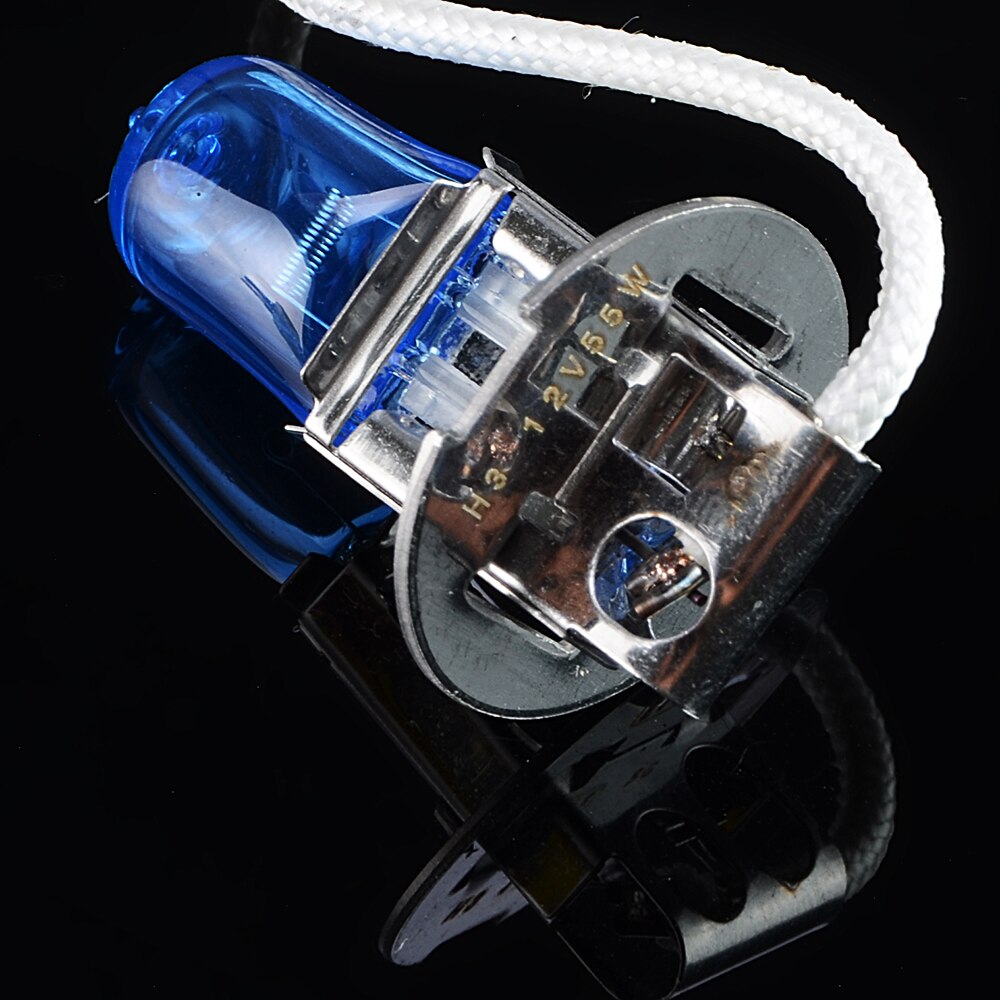 Hippcron  h3 halogenlampor 12v 55w 5000k bilstrålkastare 1600lm mörkblå glas supervitt ljus  (2 st)