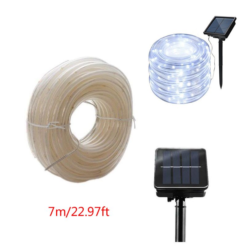 7m 12m 22m LED Solar Garden Light Rope String Lights Outdoor Solar Powered Strip X4YD
