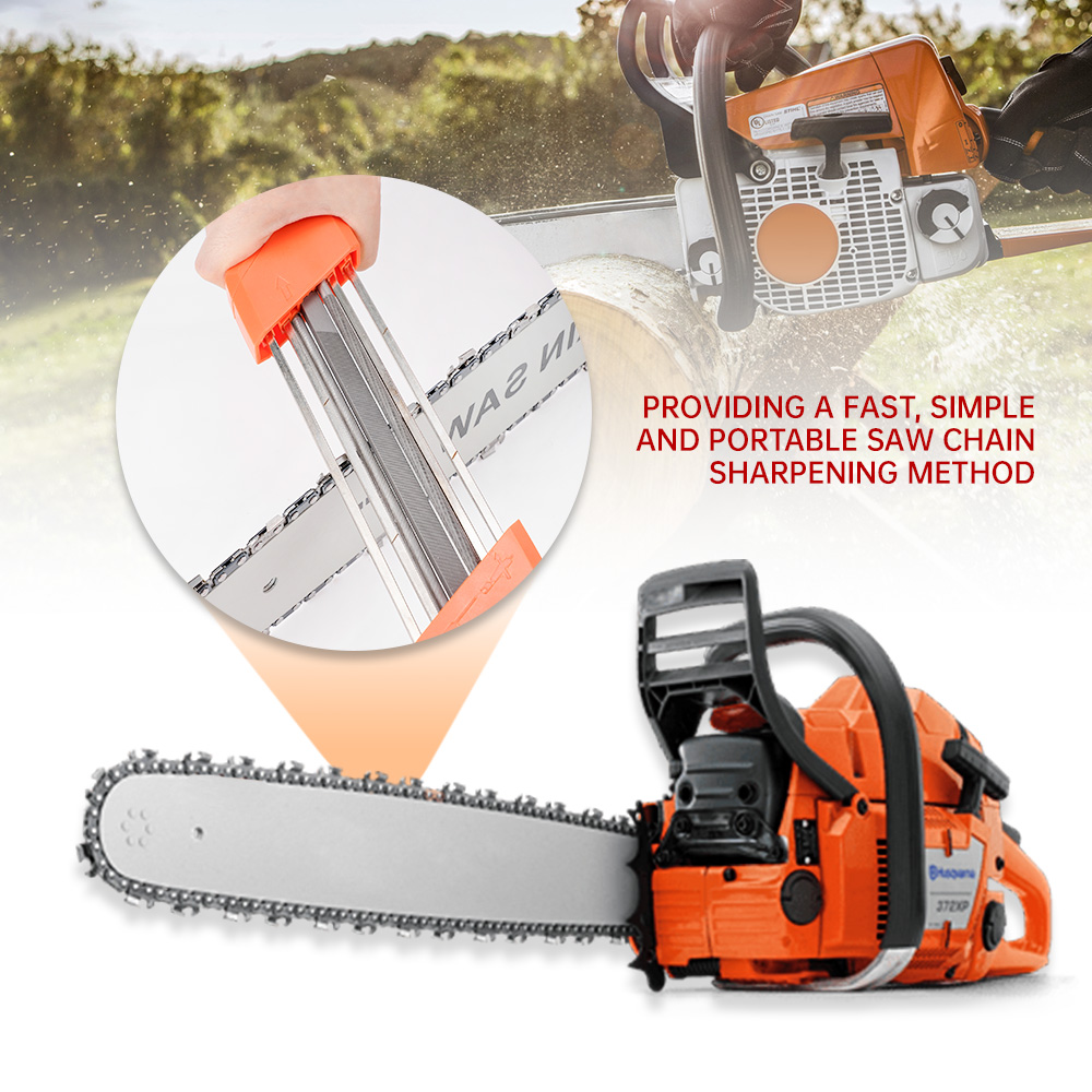 2 In 1 Easy File Chainsaw Chain Sharpener 3/8 P 4.0mm Saw Teeth Set Fast Sharpening With 2pcs 5/32 Inch Files Chain Sharpener