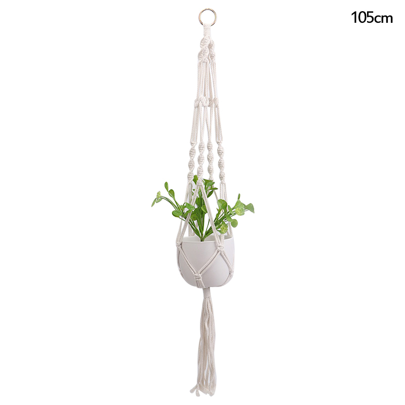 Panier suspendu en corde de coton et de chanvre pour plantes, Pot de fleur en macramé fait à la main, cintre pour plantes, fournitures de décoration intérieure et extérieure pour jardin de maison: MULTI