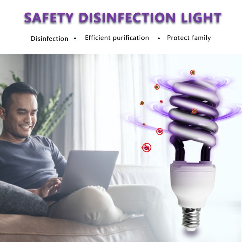 15/20W E27 RHS Online Energy Saving UV Ultra Violet Black Stage Sprial Bulb Ultraviolet Sterilization UV Lamp Quartz Glass Bulbs