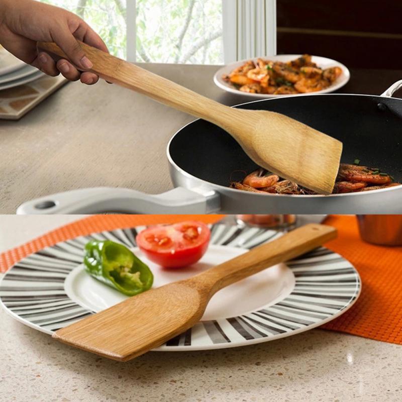 Neue Natürliche Gesundheit Bambus Holz Küche Schlitz Spachtel Löffel Mischen Halfter Kochen Utensilien Abendessen Lebensmittel wok Schaufeln Liefert