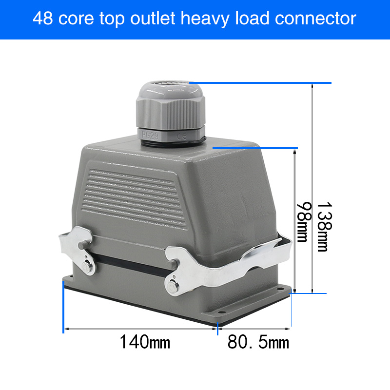 HDC-HE4 6 10 16 20 24 32 48 Core Pin 16A Rectangular Heavy Duty Connector Waterproof Aviation Plug Top And Side Line Connector