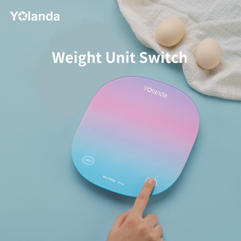Yolanda smart køkkenvægt 5kg husstand digital køkkenvægt bluetooth diæt mad måling af vægte til bagning af madlavning
