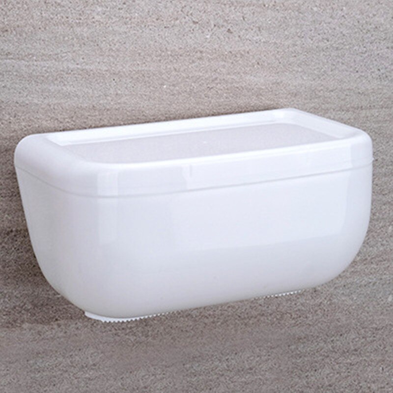 Toiletpapirholder vandtæt papirholder væghængt vævsholder vævsdispenser multifunktionel opbevaringsboks: Hvid