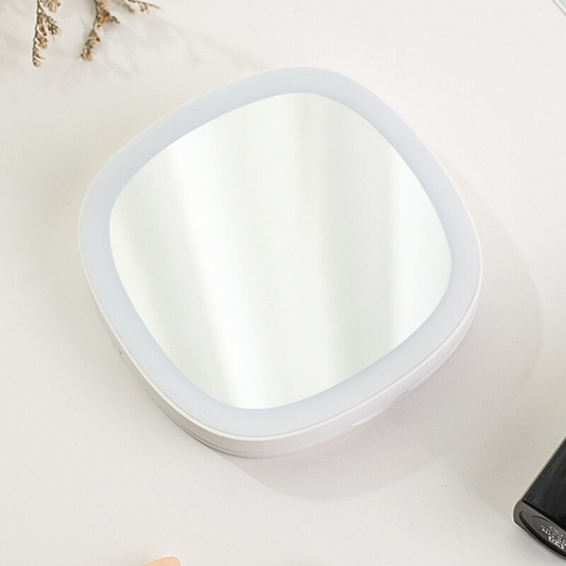 LED Lighted Travel Makeup Mirror, Daylight LED,Portable, Folding: White